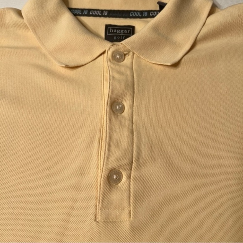 EUC Haggar Cool 18 Mens Polo Shirt Large Golf Tennis Short Sleeve (Y) - Picture 5 of 7